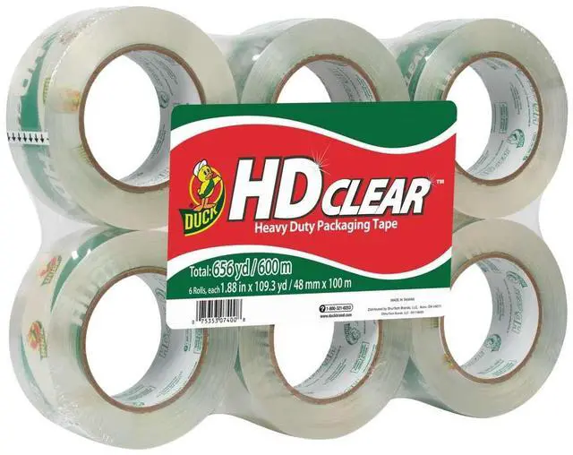 Alt view image 12 of 12 - Duck Heavy-Duty Carton Packaging Tape 1.88" x 55 yards Clear 8/Pack 282195