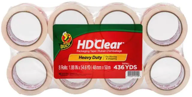 Alt view image 11 of 12 - Duck Heavy-Duty Carton Packaging Tape 1.88" x 55 yards Clear 8/Pack 282195
