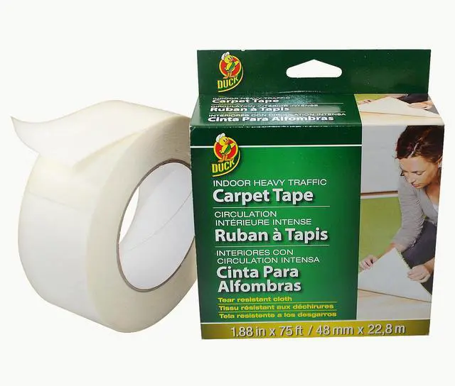 Main image of Duck Brand Indoor Heavy Traffic Double-Sided Carpet Tape [Permanent]: 1.88 in. x 75 ft. (White)
