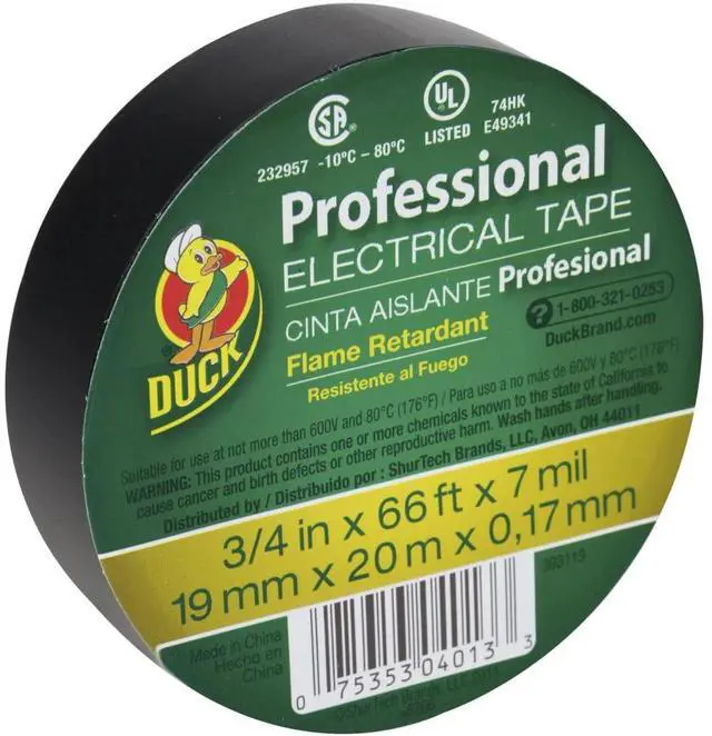 Alt view image 11 of 11 - DUCK 299004 Electrical Tape, 0.75 inx 50yd, Black, PK3