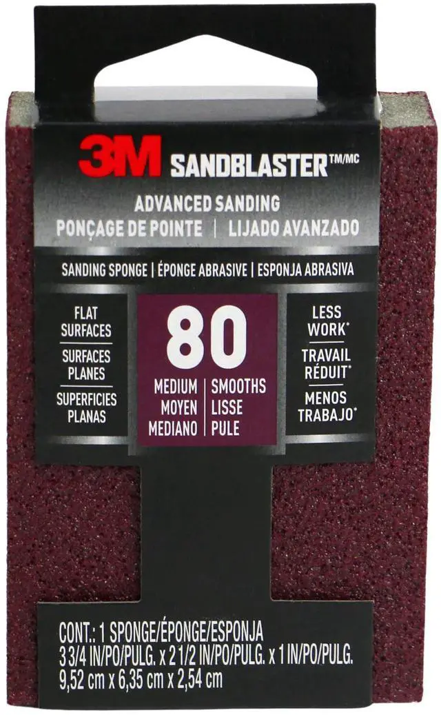 Alt view image 3 of 9 - 3m 80 Grit SandBlaster Bare Surface Sanding Sponge Block 20908-80