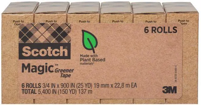 Alt view image 2 of 7 - Scotch Magic Greener Tape Rolls [Invisible Matte Finish]: 3/4 in. x 75 ft. (Translucent) *3-pack