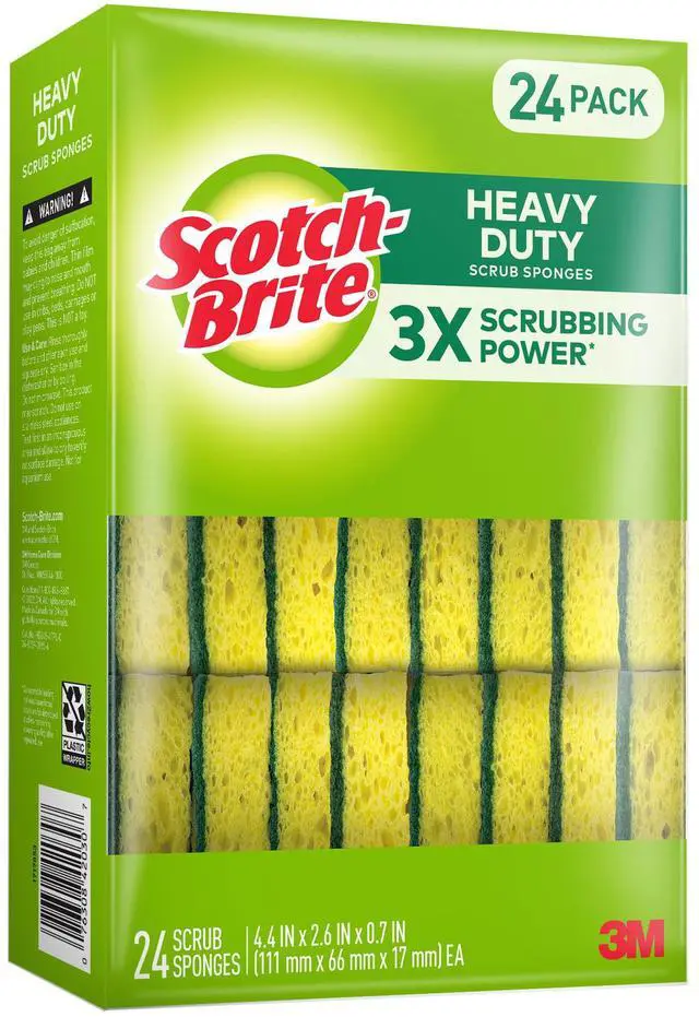 Main image of Scotch-Brite Heavy Duty Scrub Sponges: 24-pack (Yellow and Green)