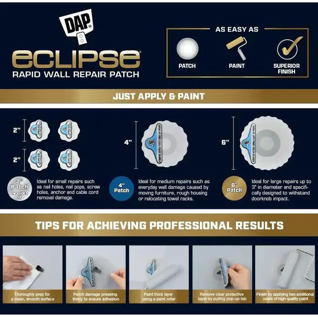 Alt view image 8 of 8 - 1018568 WALL REPAIR PATCH 6"" DAP Eclipse Ready to Use Neutral Wall Patch (Pack of 6)