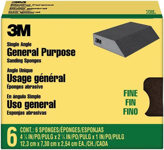 Alt view image 2 of 3 - 3M Angled Sanding Sponge, 2.87-in by 4.87-in by 1-in, 6-Sponge Value Pack