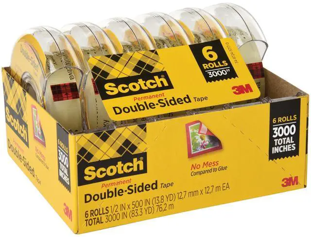 Alt view image 7 of 7 - Scotch Double Sided Tape, 1/2" x 500", 6pk.