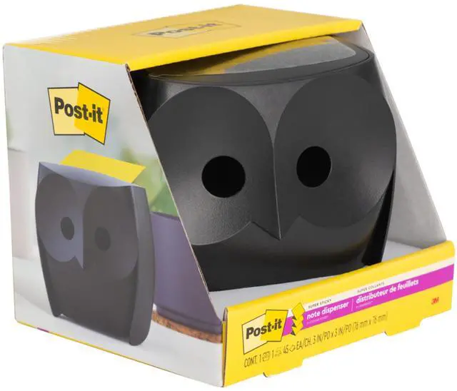 Alt view image 15 of 15 - Post-it Owl Note Dispenser, Includes 1 Pad of Post-it 3 in X 3 in Super Sticky Dispenser Pop-up Notes, 45 Sheets, OWL-330-BK