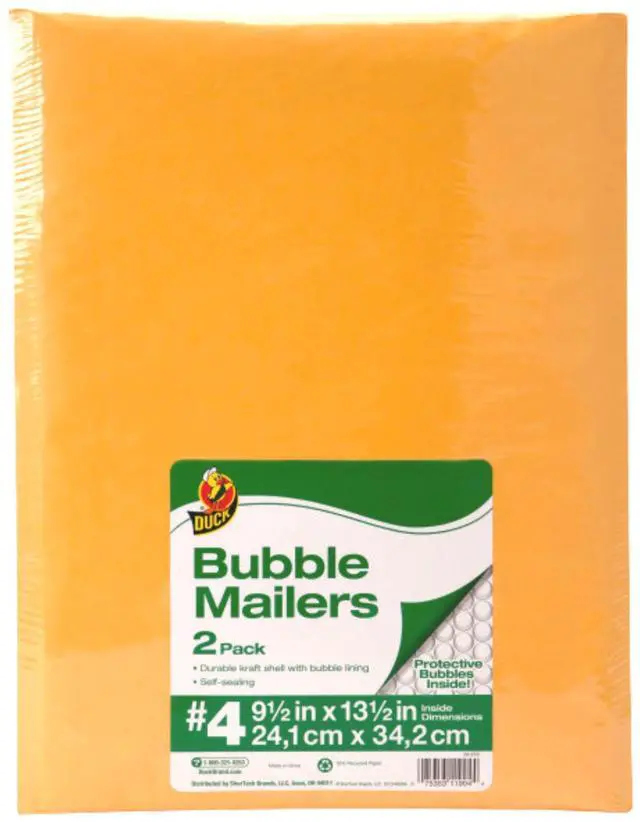 Main image of Duck Brand Kraft Bubble Mailers: 9-1/2 in. x 13-1/2 in. (Yellow) *2-pack