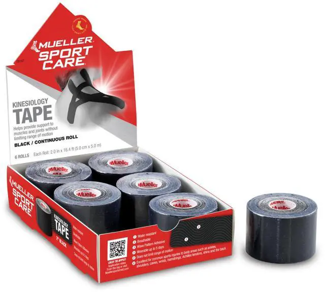 Main image of Mueller Continuous Roll Kinesiology Tape: 2 in. x 16.4 ft. (Black) *6-pack