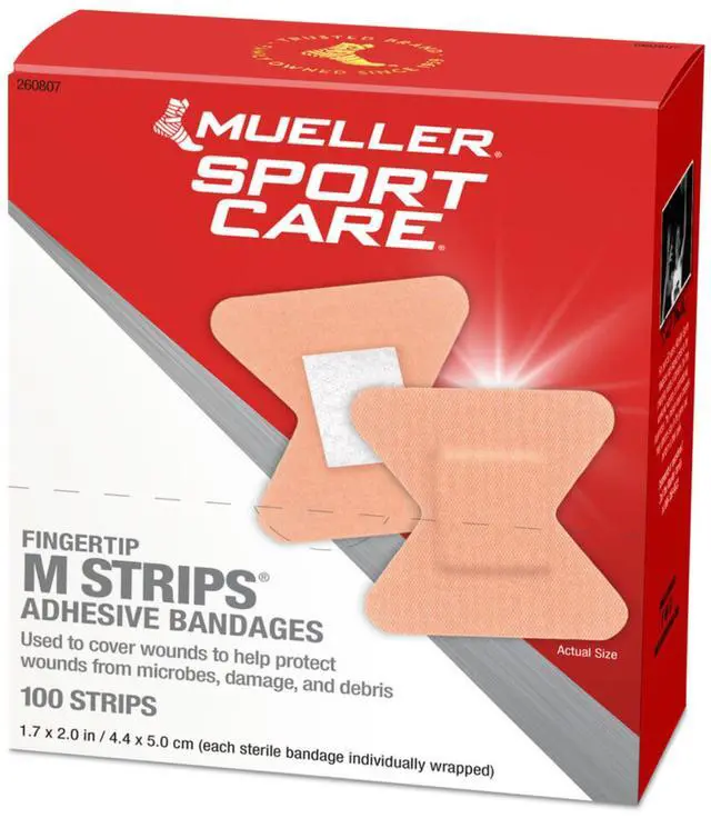 Main image of Mueller Fingertip MStrips Adhesive Bandages: 100-count (Tan) *100 count