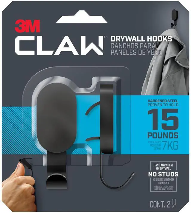 Main image of 3M CLAW Drywall Hooks [15 lbs.]: 15 lb. / 2 hooks (Black) *2-hooks