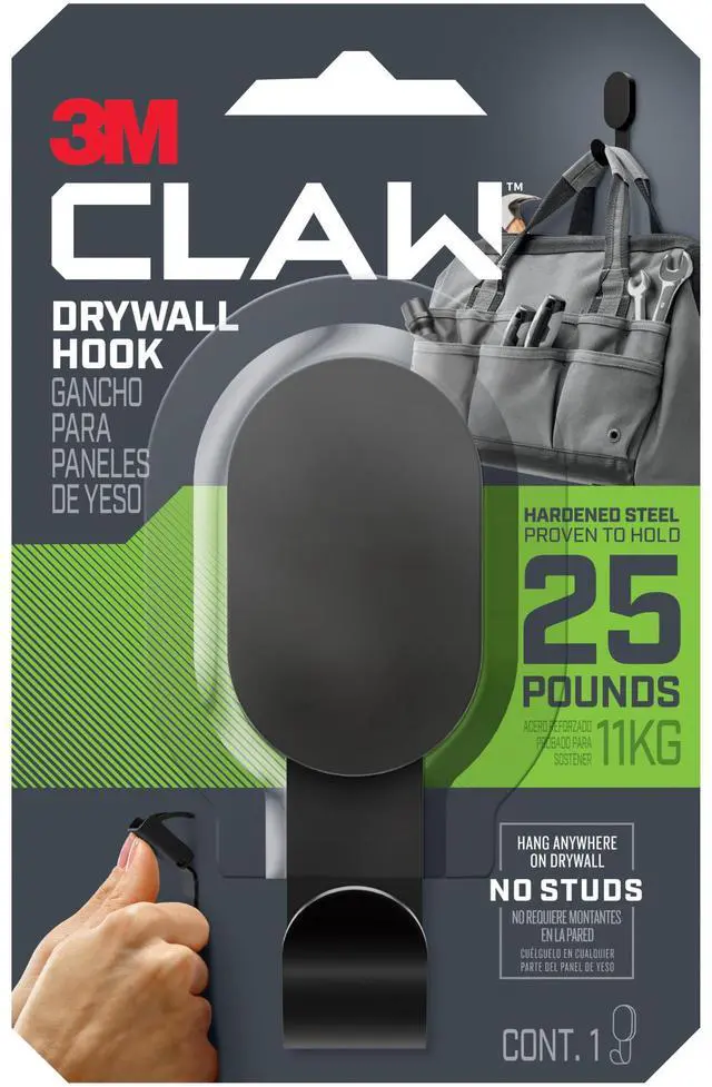 Main image of 3M CLAW Drywall Hooks [25 lbs.]: 25 lb. / 1 hook (Black) *1 hook