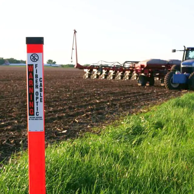 Alt view image 2 of 2 - Rhino TriView Marker Post Vinyl Warning Decal: decal-only / 2-7/8 in. x 14-16 in. (White with WARNING ELECTRIC CABLE printing)