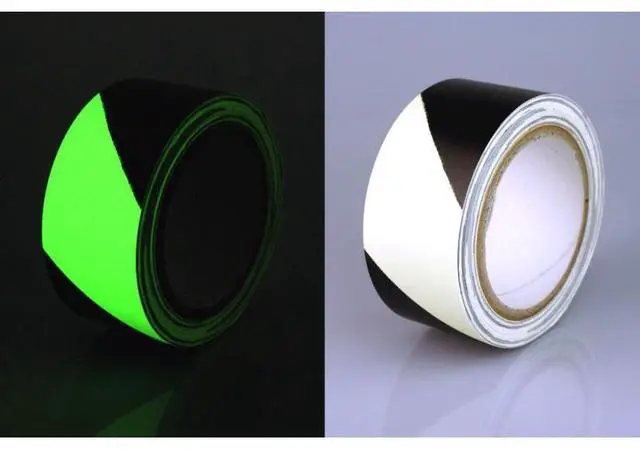 Alt view image 2 of 2 - FindTape Glow in the Dark Egress Hazard Marking Tape (GLW-HZ): 2 in. x 33 ft. (Alternating Luminescent Lime Green and Black)
