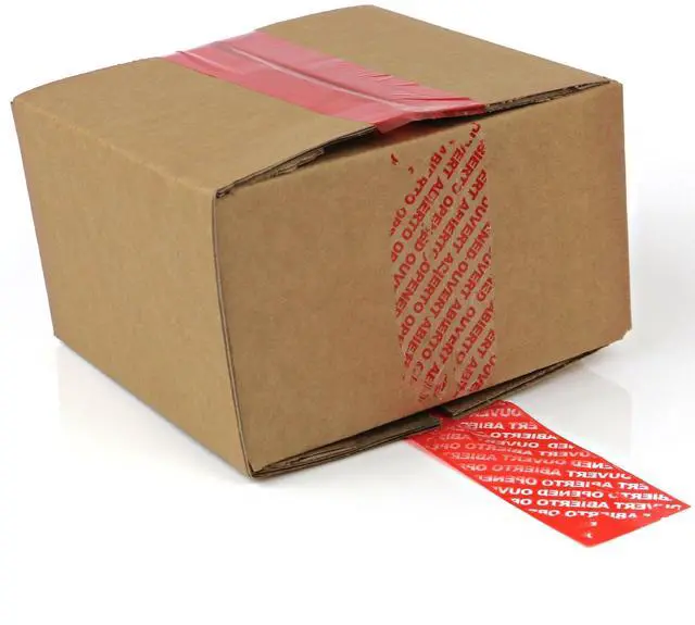 Main image of FindTape Tamper Evident Packaging Tape: 2 in. (48mm actual) x 55 yds. (Solid Red with "OPENED VOID" message if removed)