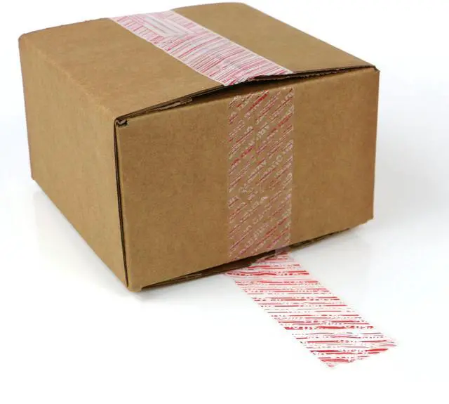Main image of FindTape Tamper Evident Packaging Tape: 2 in. (48mm actual) x 55 yds. (White/Red Stripes with "OPENED VOID" message if removed)
