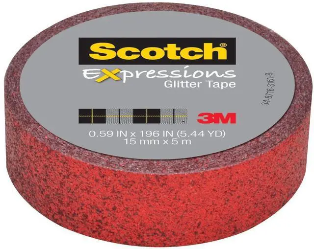 Main image of Scotch Expressions Glitter Tape: 0.59 in. x 196 in. (Red) - OEM