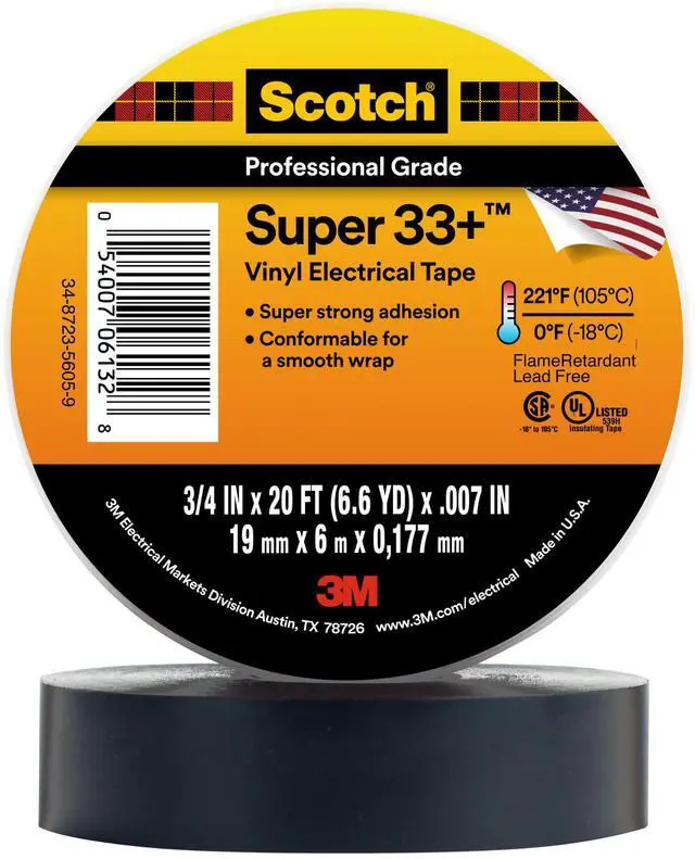 Alt view image 2 of 2 - Scotch Super 33+ Vinyl Electrical Tape: 1-1/2 in. x 36 yds. (Black)