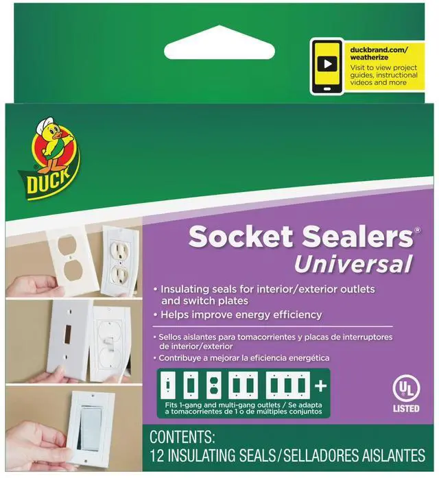 Main image of Duck Brand Wall Socket Sealers: 2-1/2 in. x 0.12 yds. (White) *12-pack