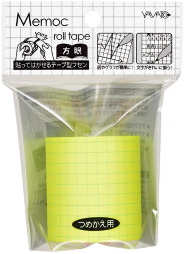 Alt view image 2 of 3 - Yamato Memoc Gridded Sticky Note Refills: 1 in. x 33 ft. (Fluorescent Yellow)