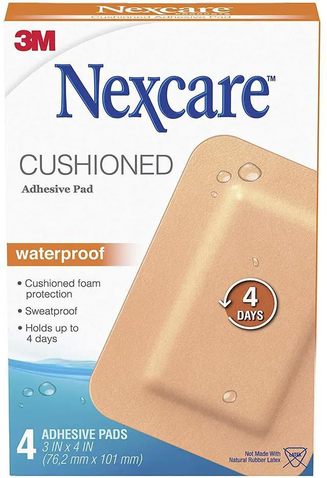 Main image of Nexcare Cushioned Waterproof: 3 in. x 4 in. pad / 4-count (Tan)