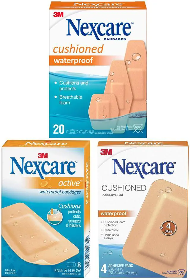 Alt view image 2 of 2 - Nexcare Cushioned Waterproof: 3 in. x 4 in. pad / 4-count (Tan)