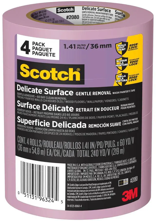 Main image of Scotch Delicate Surface Painters Tape: 1.41 in. x 60 yds. (Purple) *4-pack