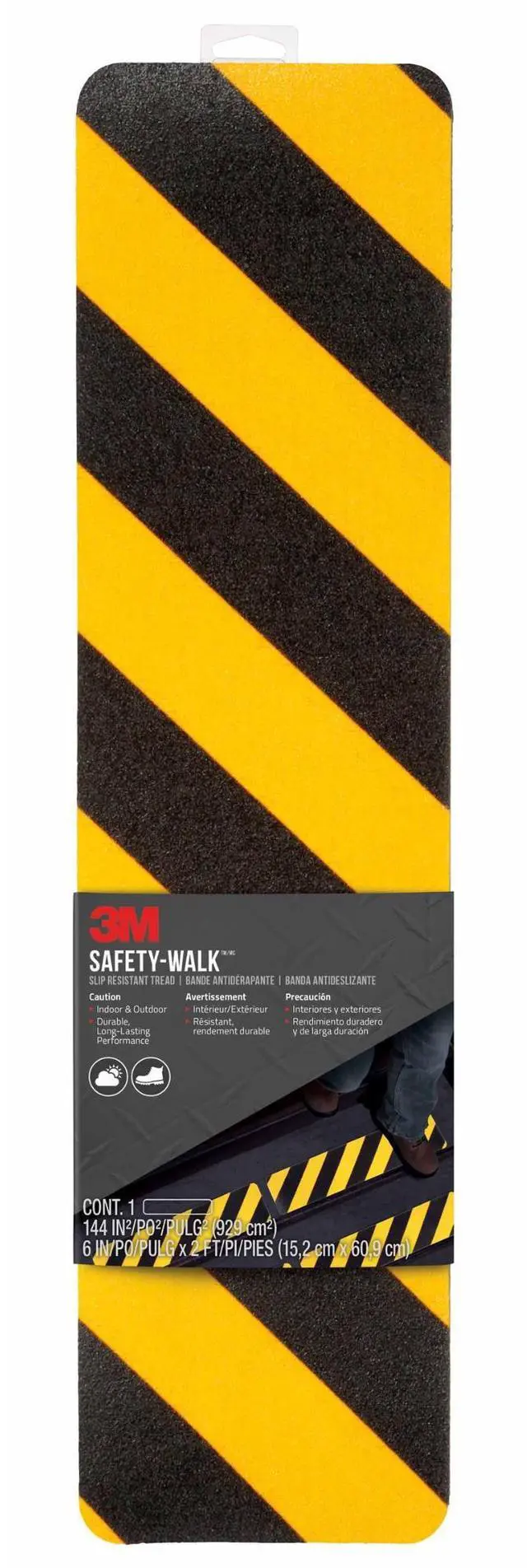 Main image of 3M Safety-Walk Hazard Slip-Resistant Tread: 6 in. x 24 in. (Yellow and Black Stripes)