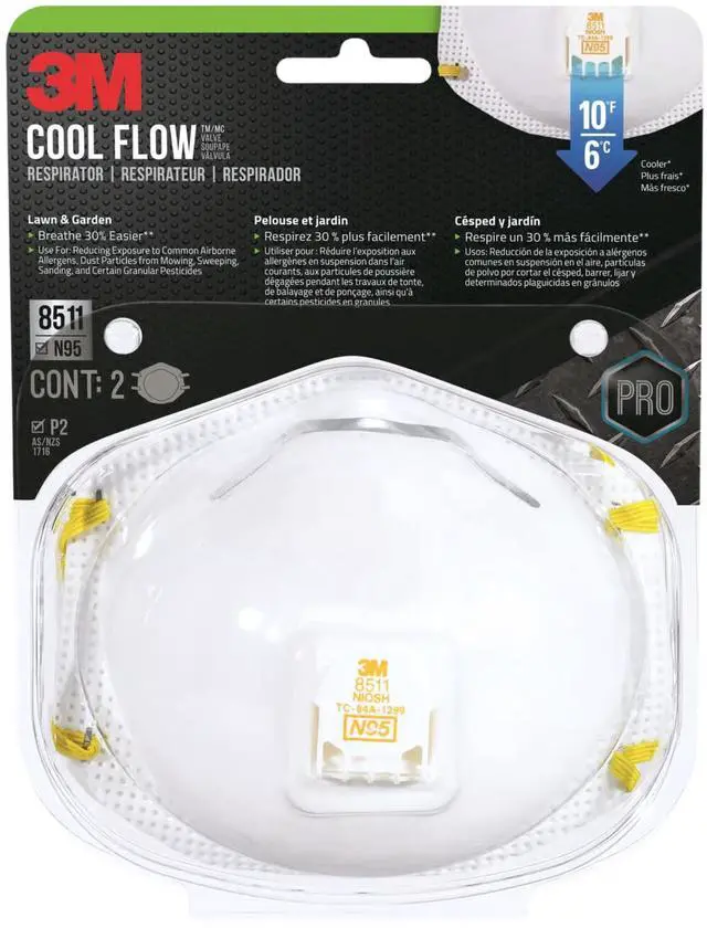 Main image of 3M N95 Lawn & Garden Valved Respirator (8511G2): 2-pack (White)