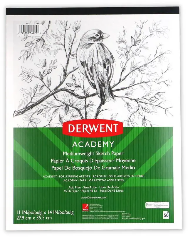 Main image of Derwent Academy Mediumweight Sketchpad (5497): 11 in. x 14 in. (White) *50 sheets