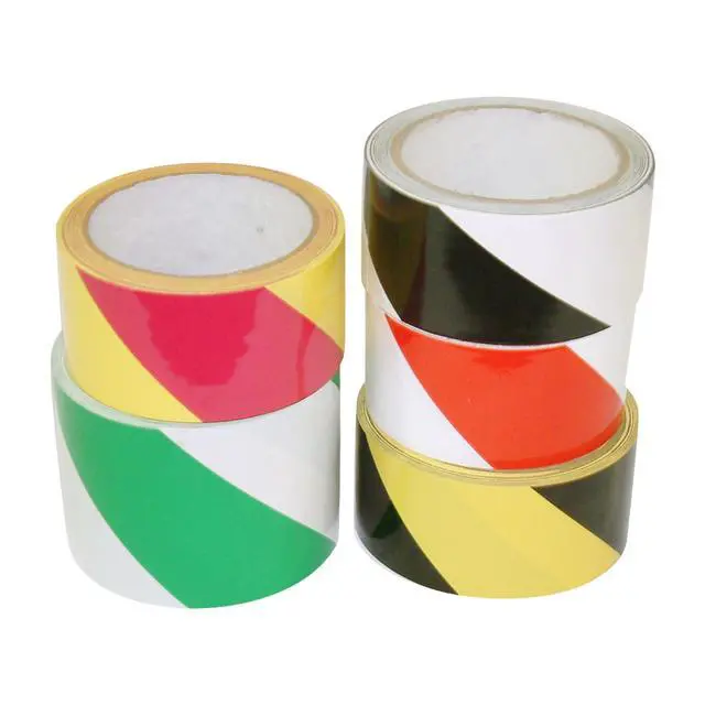 Alt view image 2 of 4 - JVCC Hazard Warning Tape 6 mils thick: 2 in. (48mm actual) x 18 yds. (Magenta with Yellow stripes)