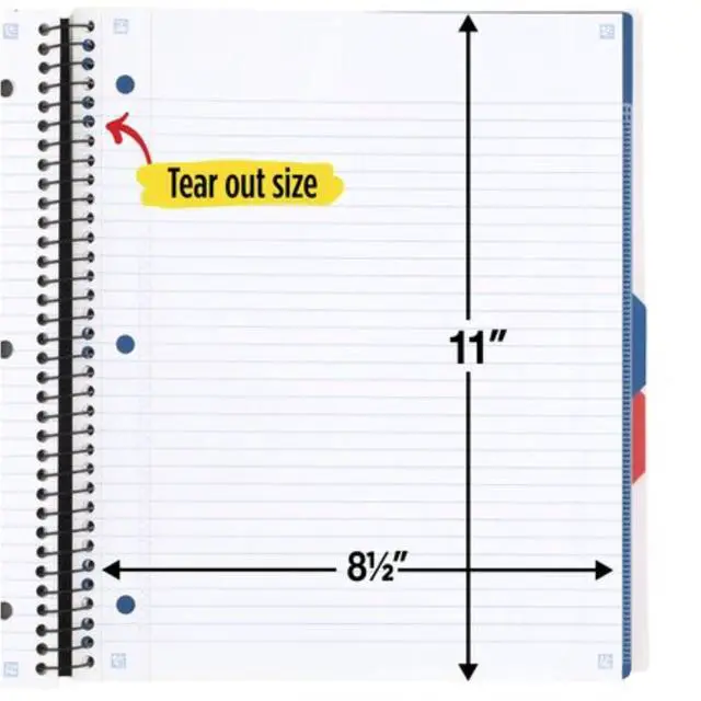 Alt view image 6 of 7 - Five Star Advance 3-Subject Spiral Guard Notebook: 8-1/2 in. x 11 in. (Light Blue)