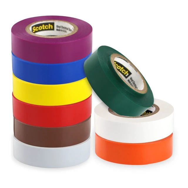 Alt view image 10 of 13 - 3M 10257 Scotch Yellow Color Coding Electrical Tape 35 1/2 Inch, 0 to 105 Degree C - OEM