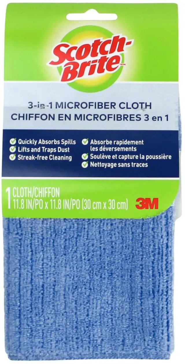 Main image of Scotch-Brite 3-in-1 Microfiber Cloth: 1-pack (Blue) 9070-BLUE