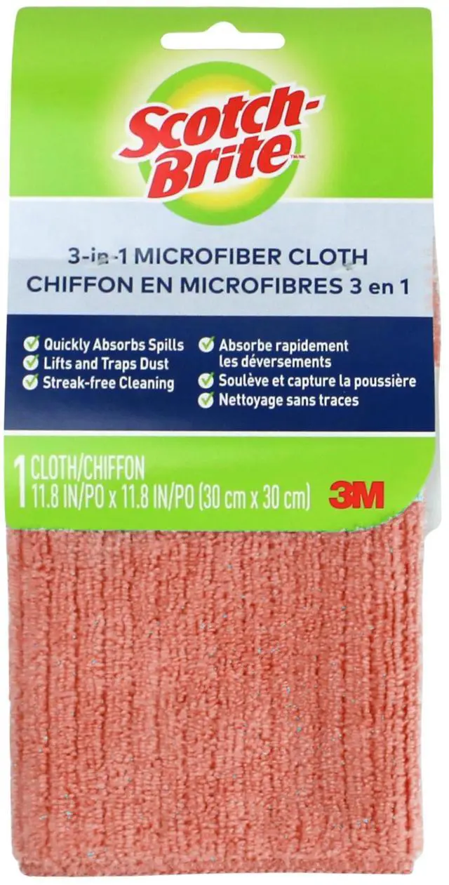 Main image of Scotch-Brite 3-in-1 Microfiber Cloth: 1-pack (Orange) 9070-ORANGE