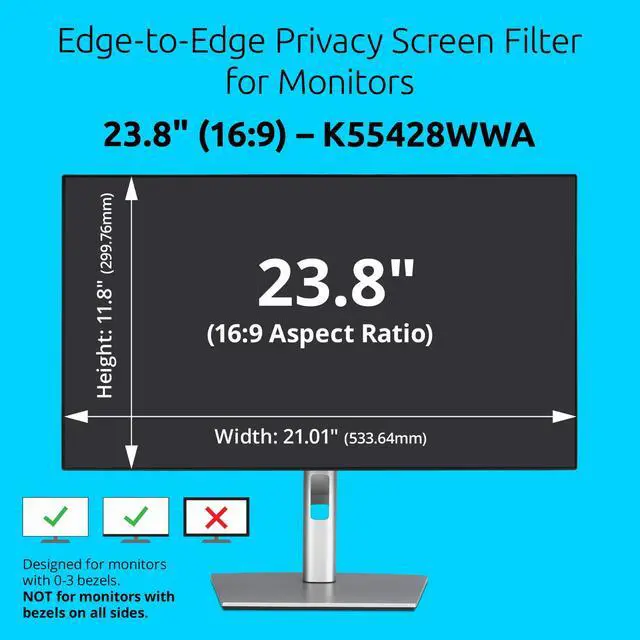 Alt view image 7 of 12 - Kensington Edge-to-Edge Privacy Screen Filters for Monitors
