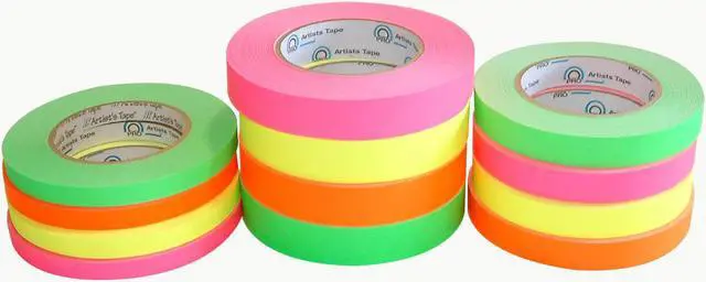 Alt view image 2 of 3 - Pro Tapes Pro-Artist-Neon Fluorescent Artist / Console Tape: 1 in x 60 yds. (Fluorescent Yellow)
