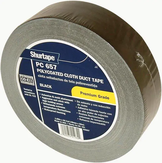 Main image of Shurtape Duck Pro Professional Grade Co-Extruded Cloth Duct Tape (PC-657): 2 in. (48mm actual) x 60 yds. (Black)