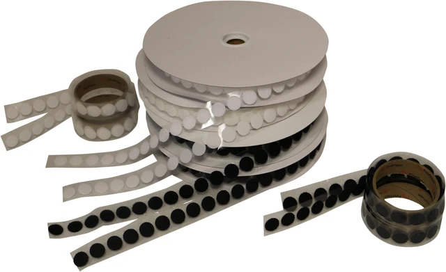 Alt view image 2 of 3 - FindTape 1/2-inch Diameter Hook and Loop Self-Adhesive Dots: 70 per roll / Loop-Side Only (Black)