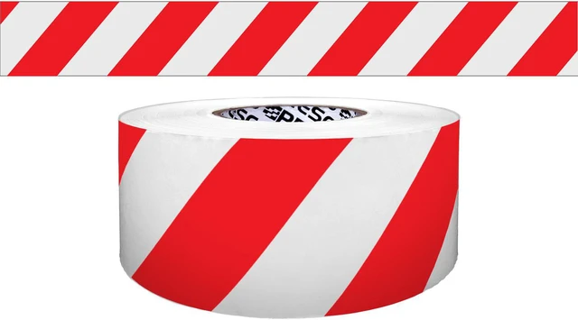 Main image of Presco Solids & Stripes Barricade Tape: 3 in x 1000 ft. (Red with White stripes) - OEM
