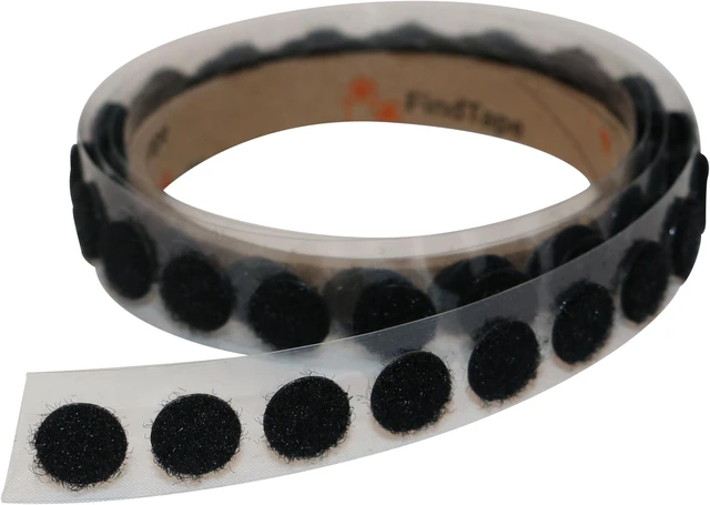 Main image of FindTape 1/2-inch Diameter Hook and Loop Self-Adhesive Dots: 70 per roll / Loop-Side Only (Black)
