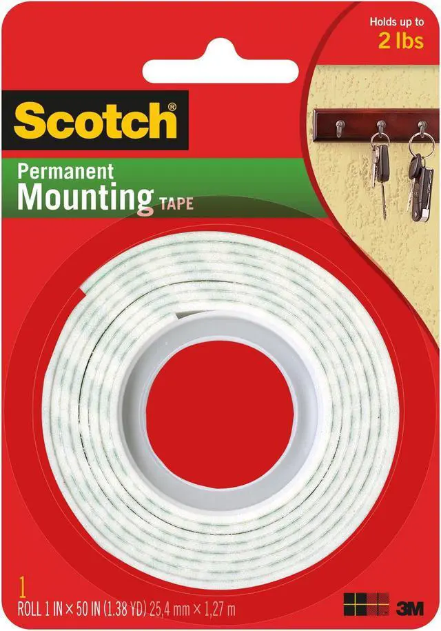 Alt view image 9 of 18 - 3M Mounting Tape Holds 2 lb. 1"x50" White 114