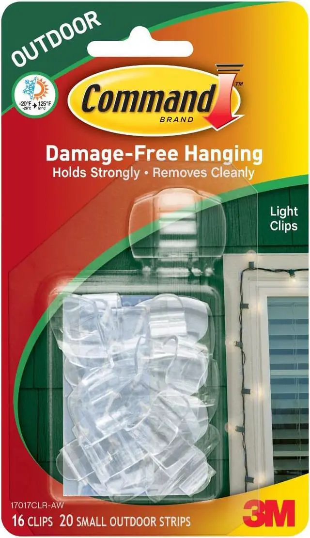 Alt view image 8 of 20 - Command Clear Outdoor Light Clips with Foam Strips (16-Pack) 17017CLR-AWES