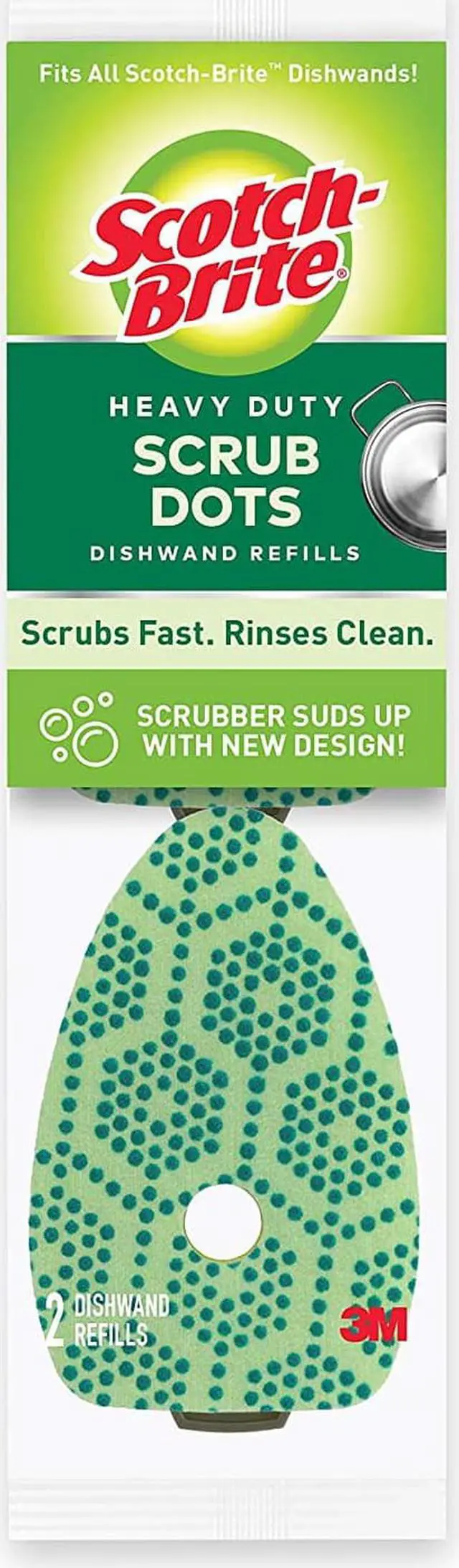 Alt view image 3 of 15 - 3M Refill f/Scotch-Brite Dots Dishwand Heavy-duty Green 48827