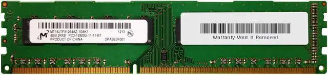 Alt view image 2 of 3 - MT16JTF51264AZ-1G6K1 Micron 4GB PC3-12800 DDR3-1600MHz non-ECC Unbuffered CL11 240-Pin DIMM Dual Rank Memory Module
