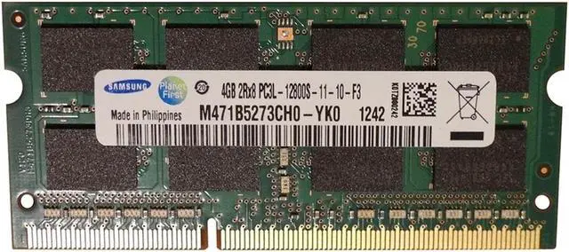 Alt view image 2 of 3 - M471B5273DH0-YK0 Samsung 4GB Laptop Ram Memory DDR3 2Rx8 PC3L-12800S 1600MHz