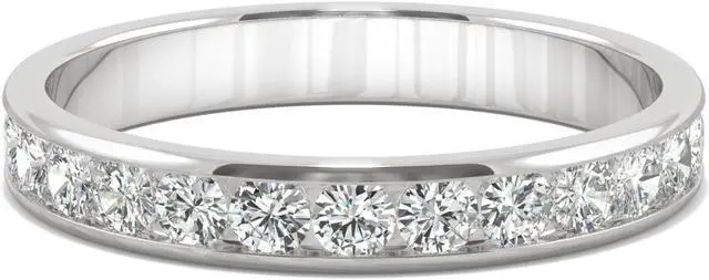 Alt view image 4 of 7 - 14K White Gold Moissanite by Charles & Colvard 2.2mm Round Wedding Band-size 8 0.64cttw DEW