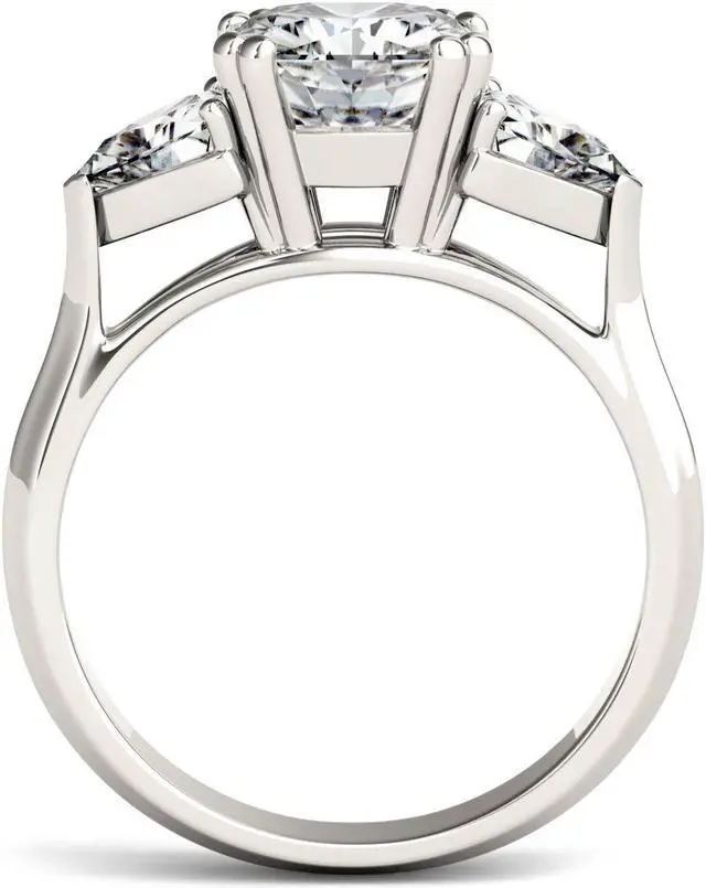 Alt view image 3 of 7 - 14K White Gold Moissanite by Charles & Colvard 7.5mm Cushion Engagement Ring-size 8 3.00cttw DEW