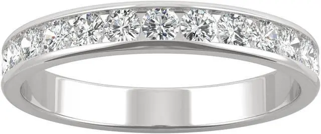 Main image of 14K White Gold Moissanite by Charles & Colvard 2.2mm Round Wedding Band-size 8 0.64cttw DEW