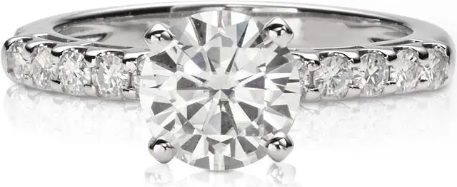 Alt view image 4 of 7 - White Gold Moissanite by Charles & Colvard 7.5mm Round Engagement Ring-size 7 1.80cttw DEW